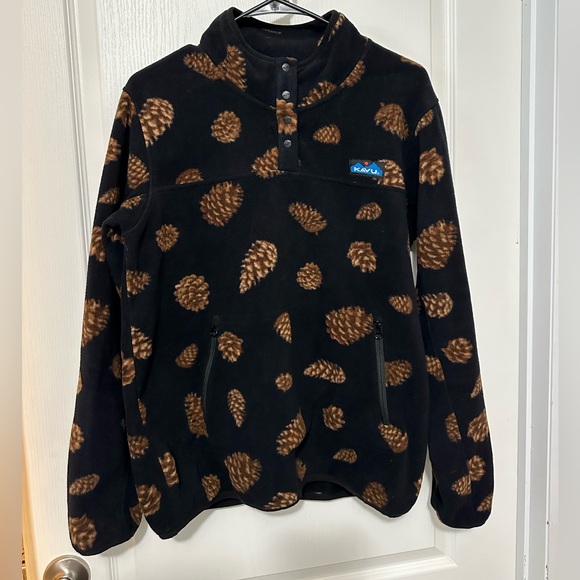 Kavu Black Fleece Zip Pullover with Brown Pinecone Print - Women’s - Picture 7 of 7